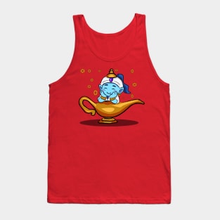 Dreams Come True - Adorable Genie Emerging from Lamp Tank Top